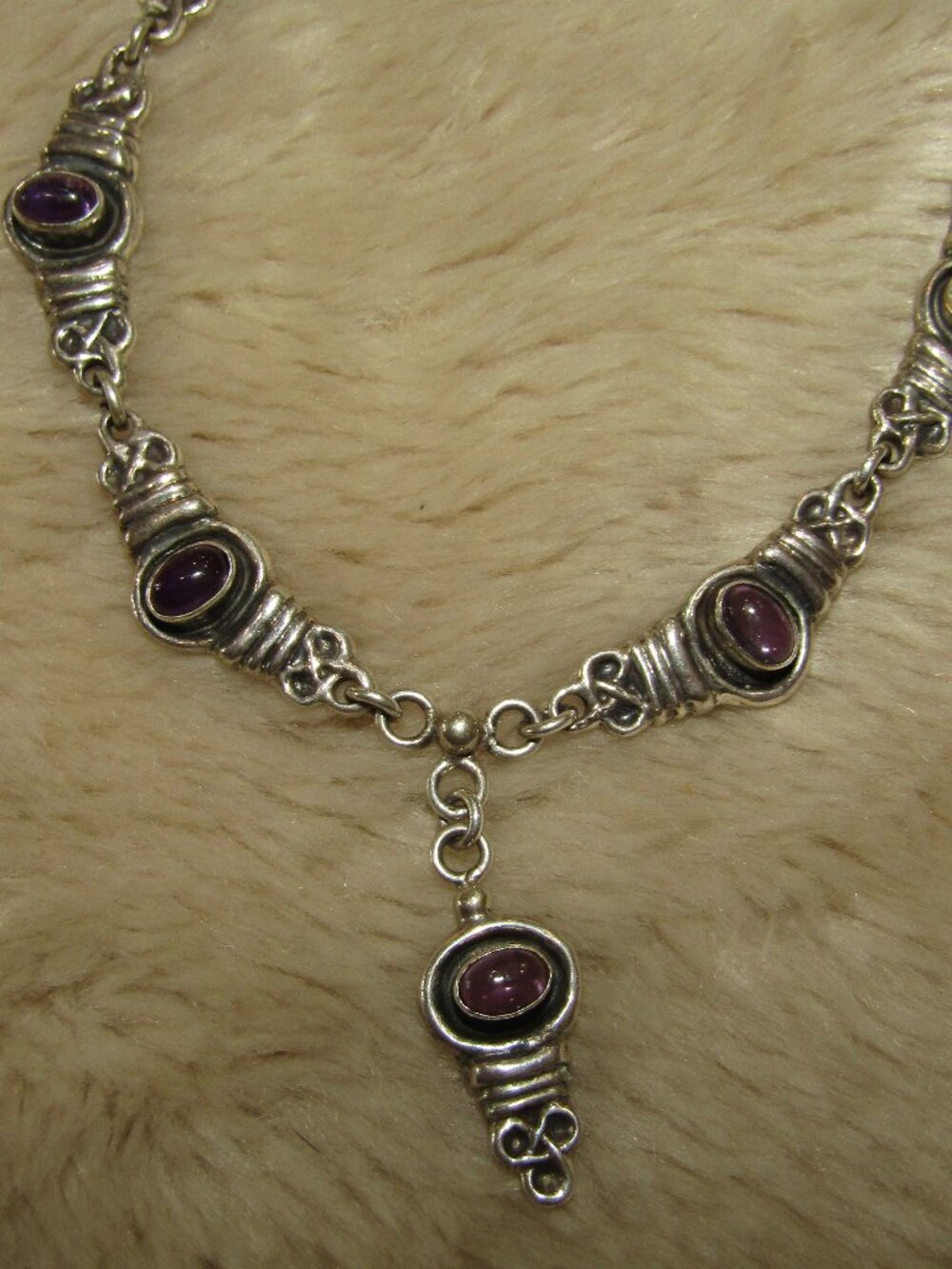 Handcrafted Sterling Silver and Amethyst Y Necklace